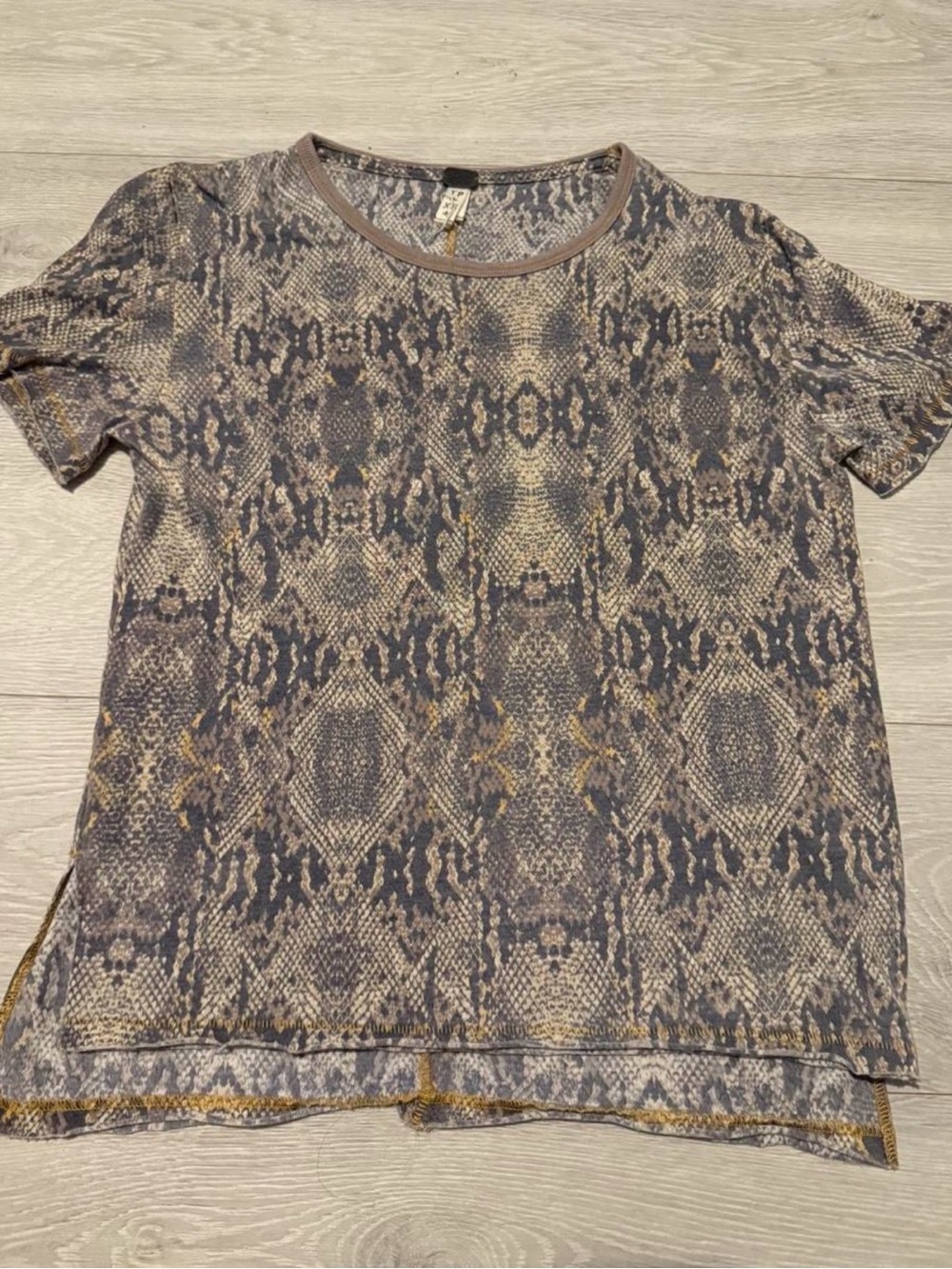 We The Free Short-Sleeve Snake Print Tee in Taupe and Gray